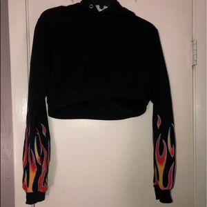 Flame Cropped Hoodie